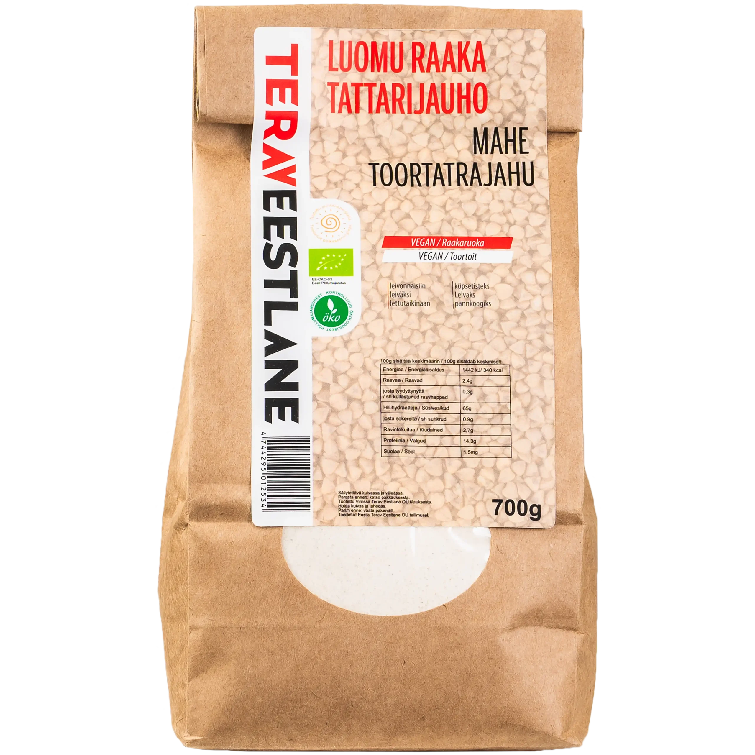 Raakatattarijauho 700g luomu Terav Eestlane