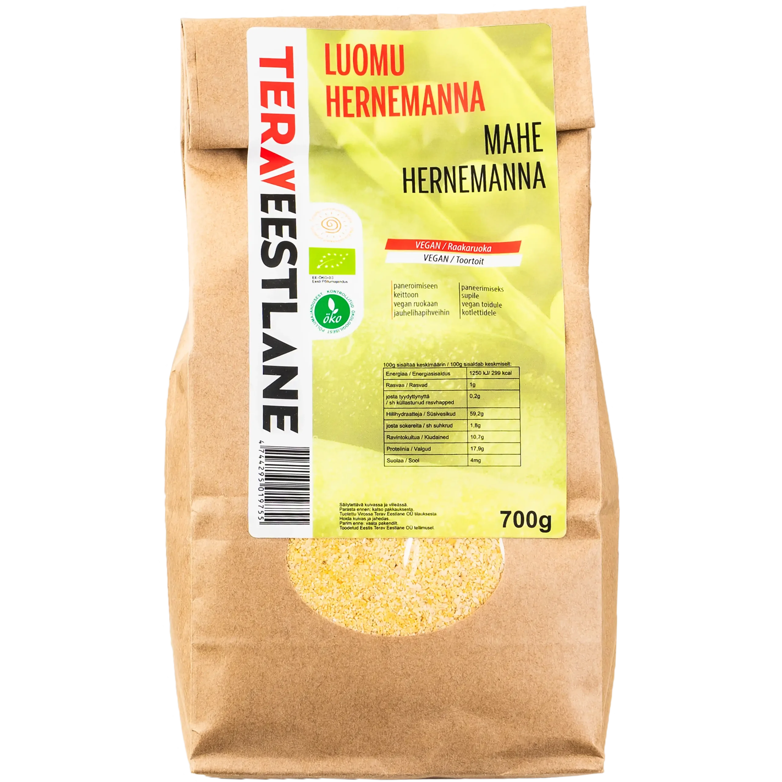 Hernemanna 700g luomu Terav Eestlane