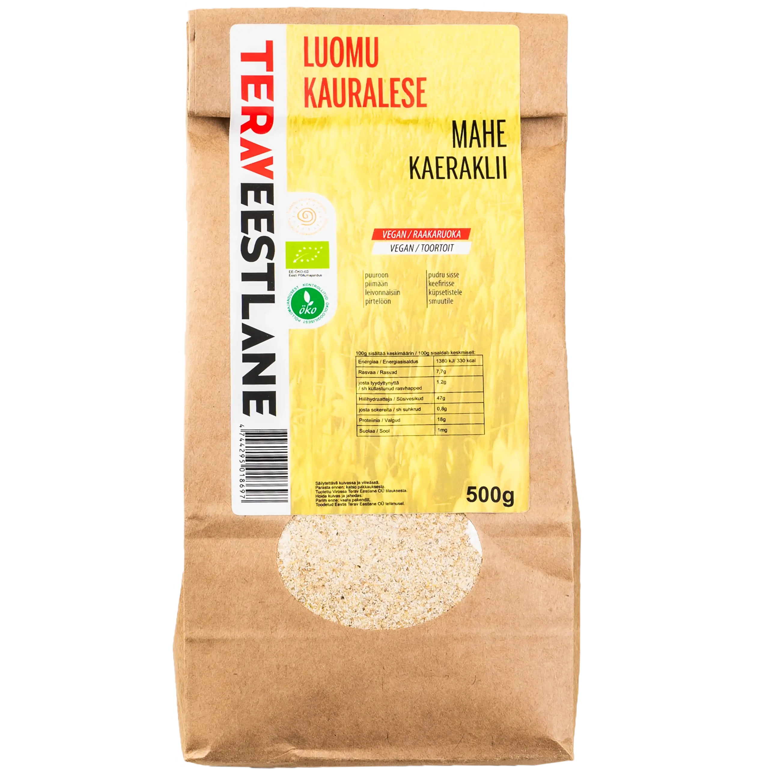 Kauralese 500g luomu Terav Eestlane