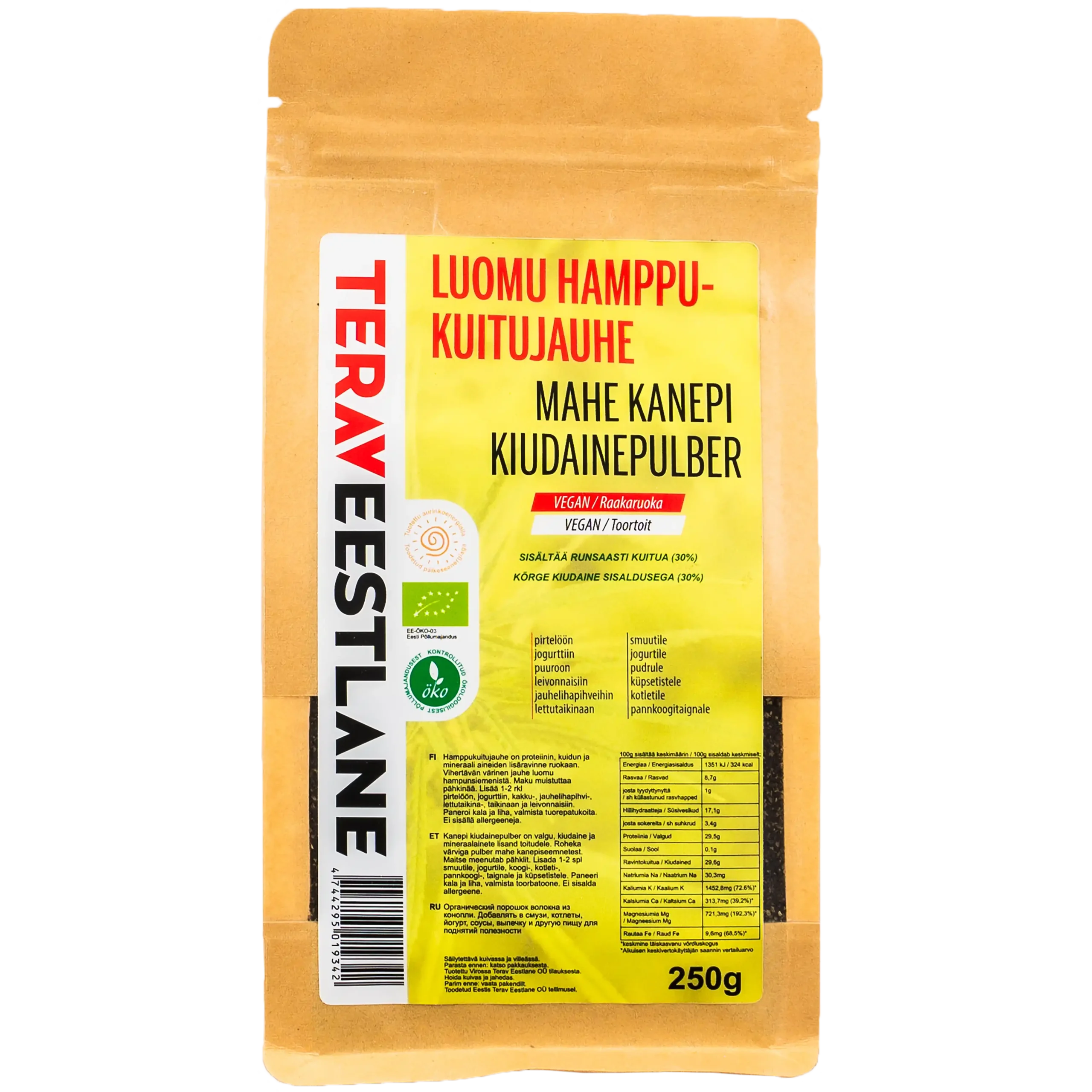 Hamppukuitujauhe 250g luomu Terav Eestlane