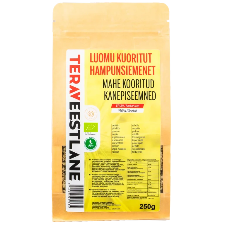 Kuoritut hampunsiemenet  250g luomu Terav Eestlane