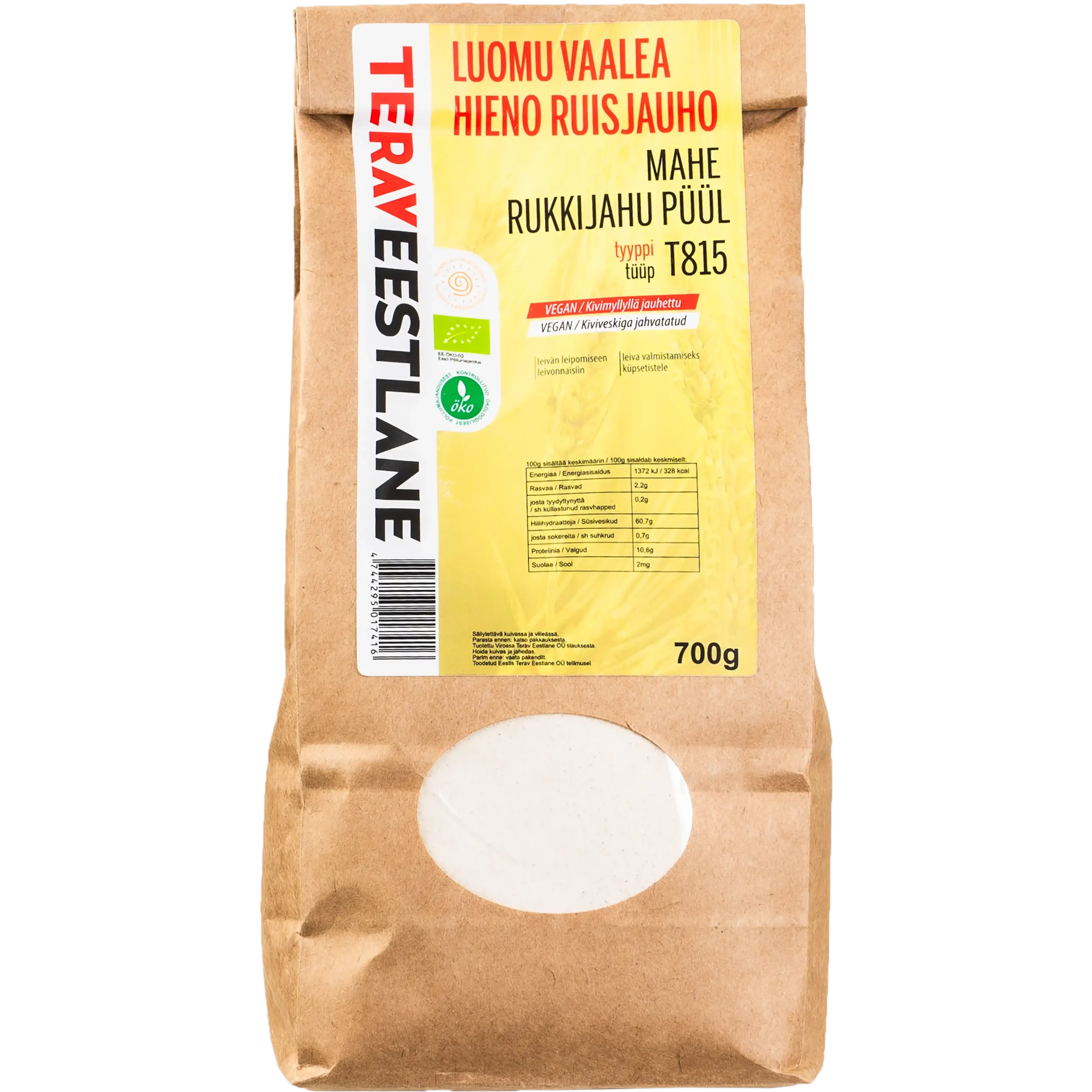 Ruisjauho tyyppi T815 700g Luomu Terav Eestlane
