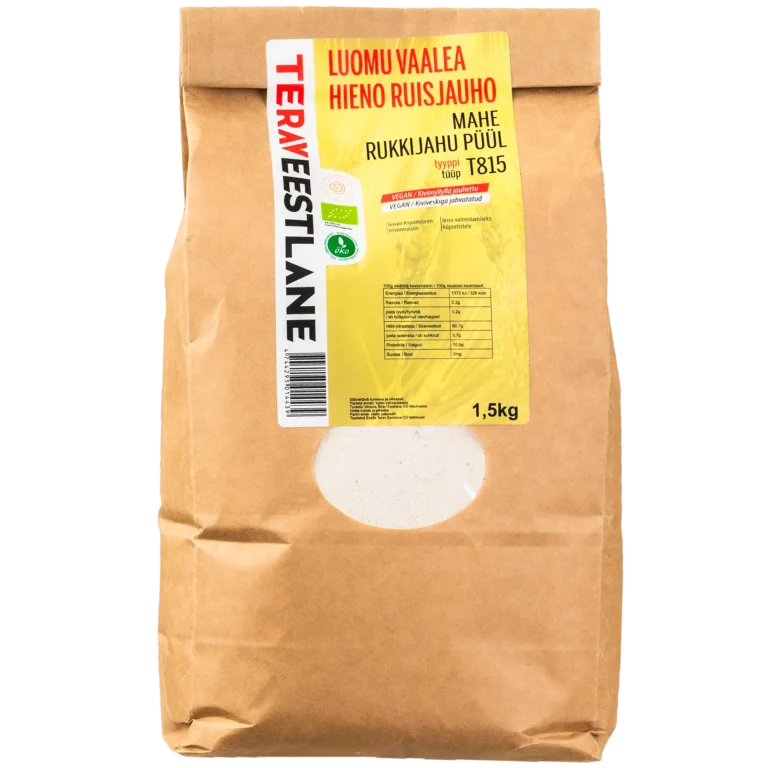 Ruisjauho vaale hieno 1,5kg tyyppi T815 luomu Terav Eestlane