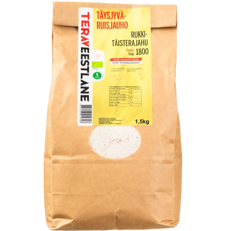 Täysjyväruisjauho 1,5kg luomu tyyppi 1800 Terav Eestlane