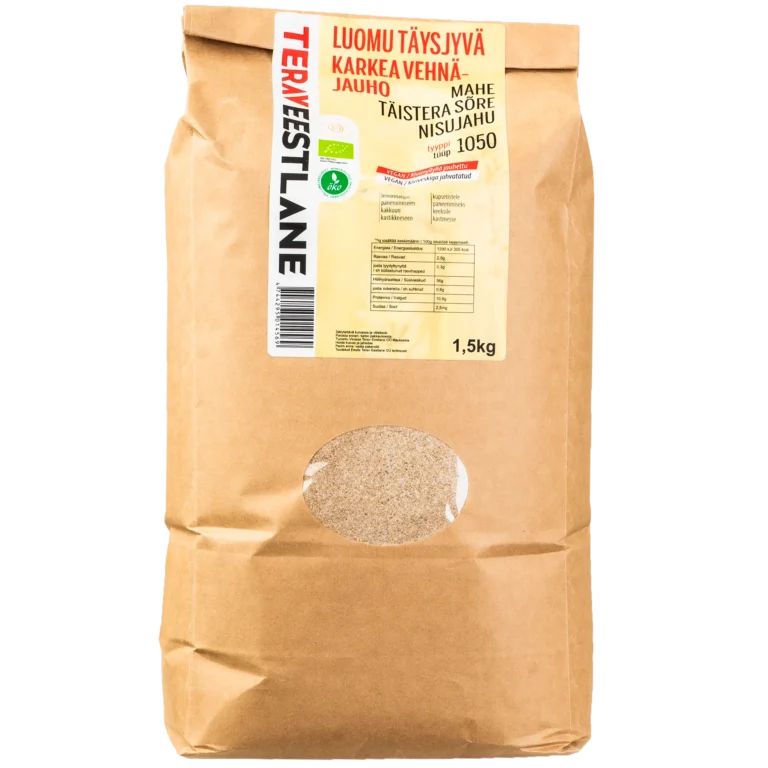 TÄYSJYVÄ KARKEA VEHNÄJAUHO  1,5kg tyyppi 1050 luomu Terav Eestlane